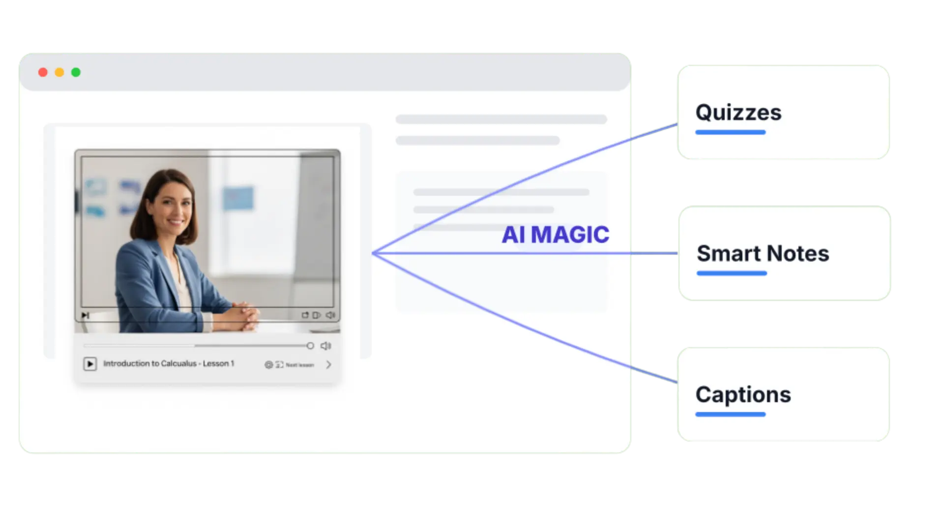 Illustration showing AI helping transform course videos into structured teaching materials
